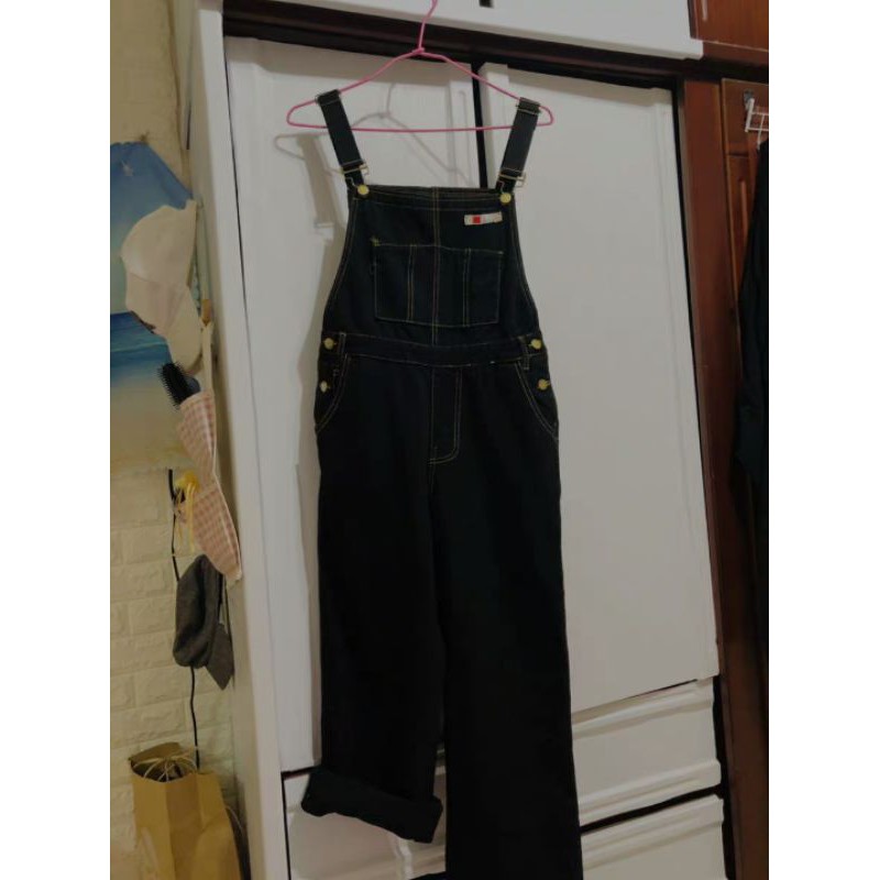 (Order 10 ngày)_ Y12 Quần Yếm Jeans Đen Cá Tính | BigBuy360 - bigbuy360.vn