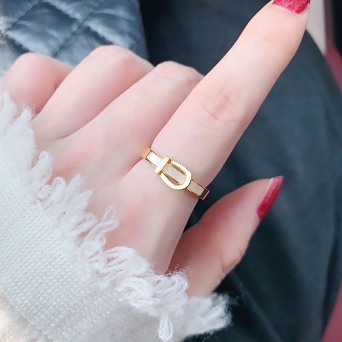 Nhẫn Titan Cartier Dây Nịt Thắt Lưng Khảm Xà Cừ LOVE FOREVER