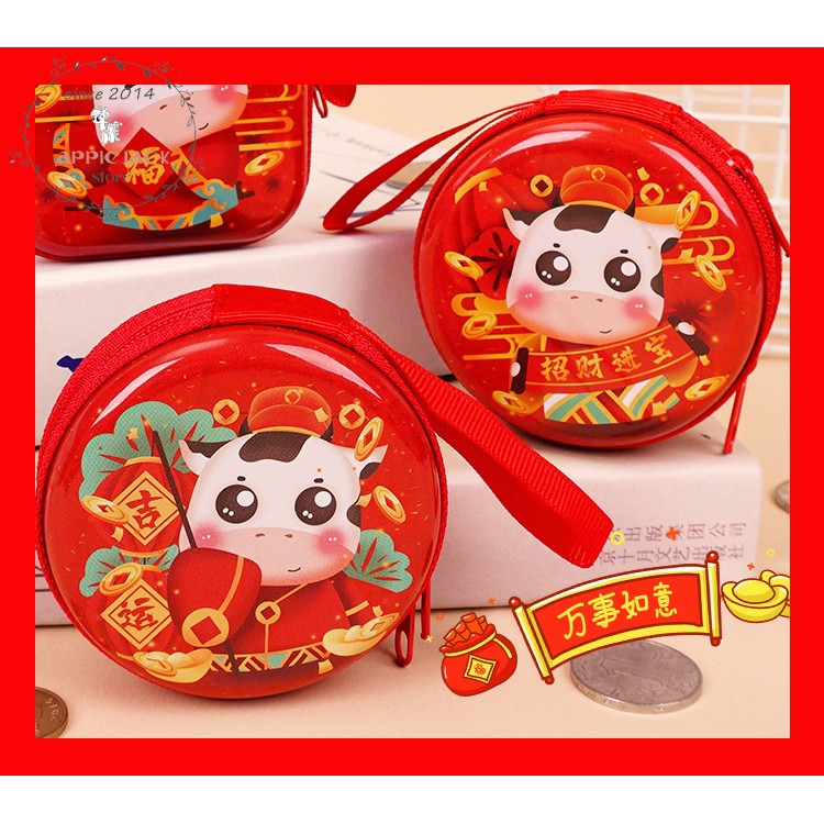 [ĐẸP -SẴN - RẺ] Túi hộp Tròn Mini Đựng LÌ XÌ TẾT 2021 - HÌNH CON TRÂU - Kiểu Dáng Xinh Xắn Đáng Yêu