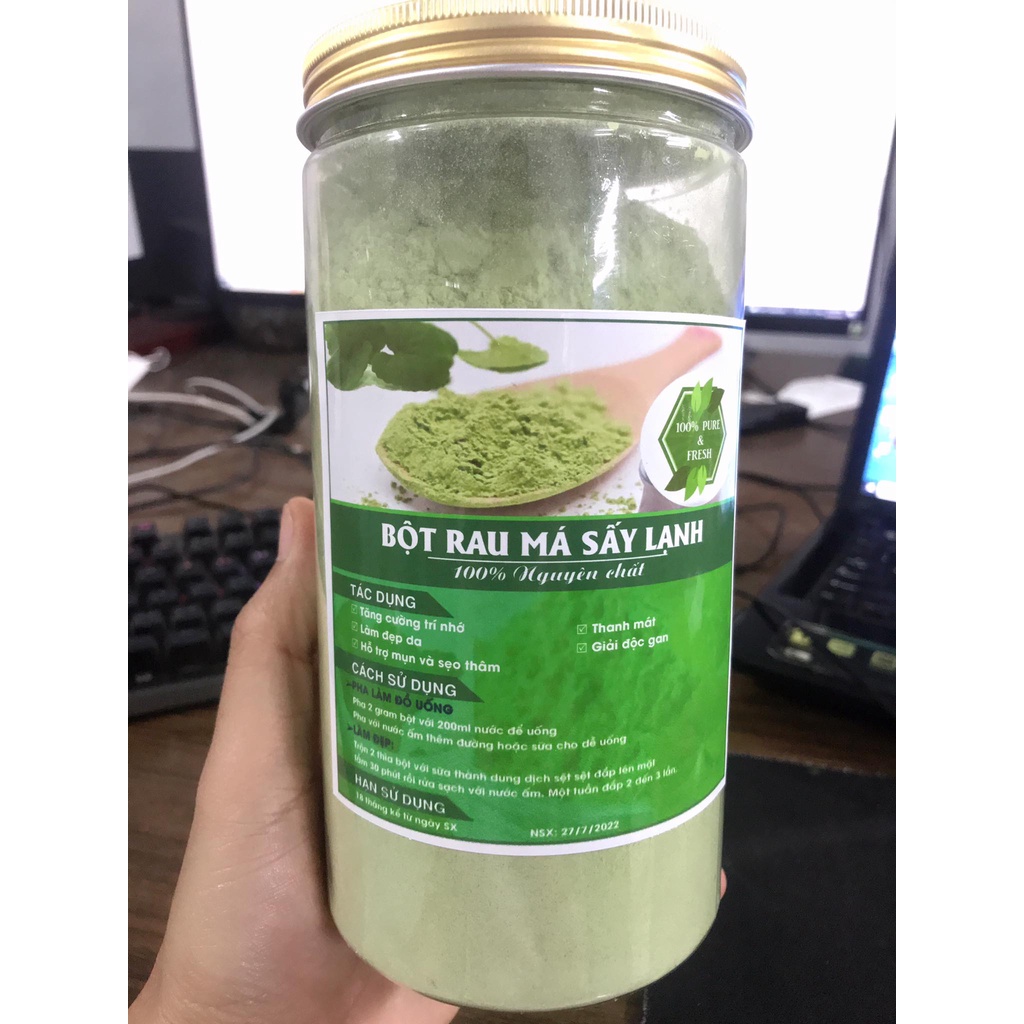 Bột rau má sấy lạnh nguyên chất, chất lượng, thơm ngon, tiện dụng (Hộp nắp bạc 500g)