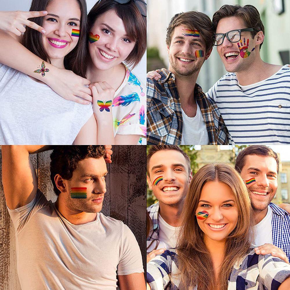 CLEVER Bộ 12 Hình Xăm Dán Tạm Thời Chống Nước Màu Cầu Vồng