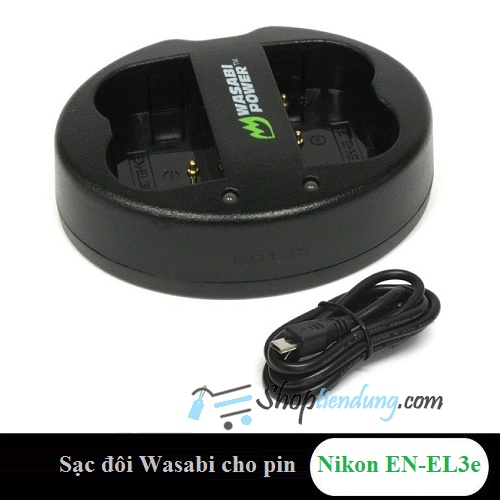 Sạc đôi Wasabi EN-EL3e dùng cho máy ảnh Nikon D90, D100, D200, D700