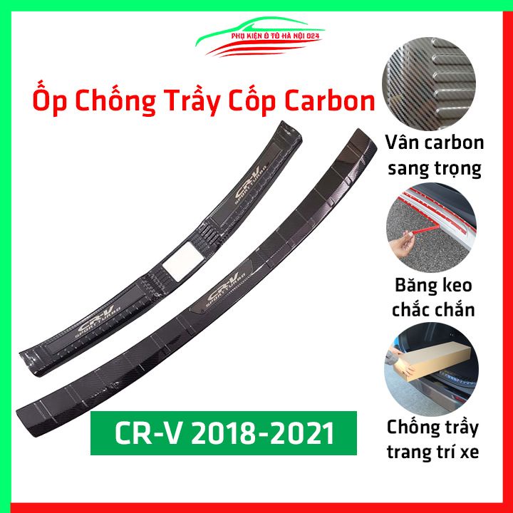 Ốp chống trầy cốp CRV 2018-2021 cacbon sáng bóng