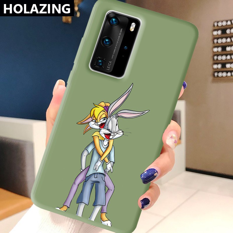 Huawei P40 Pro + P40 Lite P30 Pro P20 Lite Candy Color Phone Cases vỏ điện thoại Bugs Bunny Couple Soft Silicone Cover