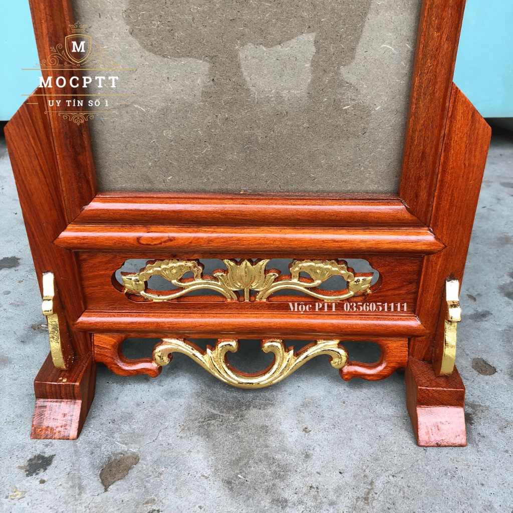 Khung Ảnh Thờ mẫu Hoa Lá Tây kích cỡ 20 x 30 cm và 25 x 35 cm gỗ Hương Ta trang trí phòng thờ