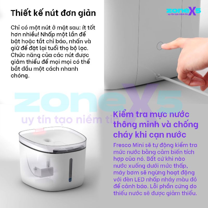 Máy lọc nước uống tự động cho mèo, chó, thú cưng Xiaomi Petoneer Fresco Mini