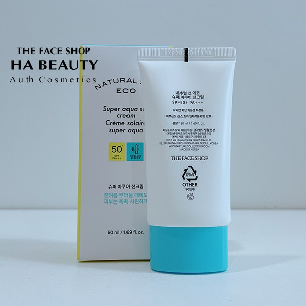 Kem chống nắng dưỡng ẩm da kể cả cho da khô The Face Shop Natural Sun Eco Super Aqua Sun cream SPF50+PA+++ 50ml