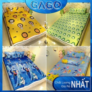 Ga gối poly, bộ ga gối drap giường cute, set 1 ga giường + 2 vỏ gối Gago
