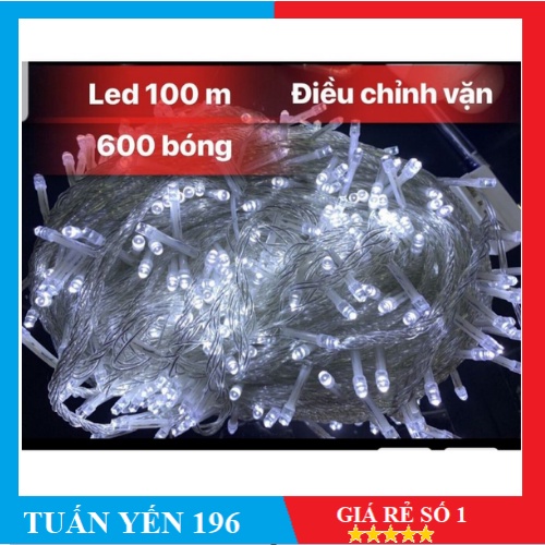 Combo 2 dây led 100m, 600 bóng có chớp ánh sáng trắng