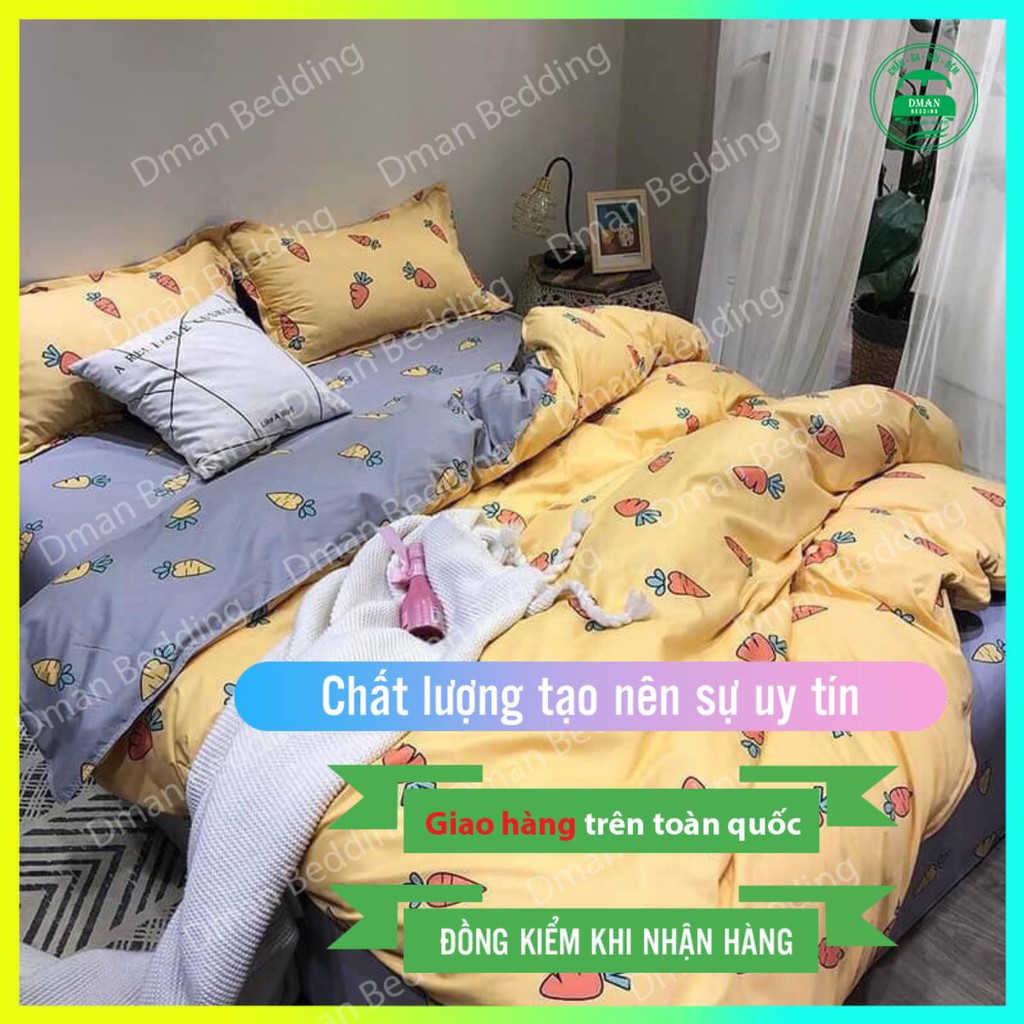 Bộ Chăn Ga Gối Cotton Poly Cà Rốt Nhập Khẩu