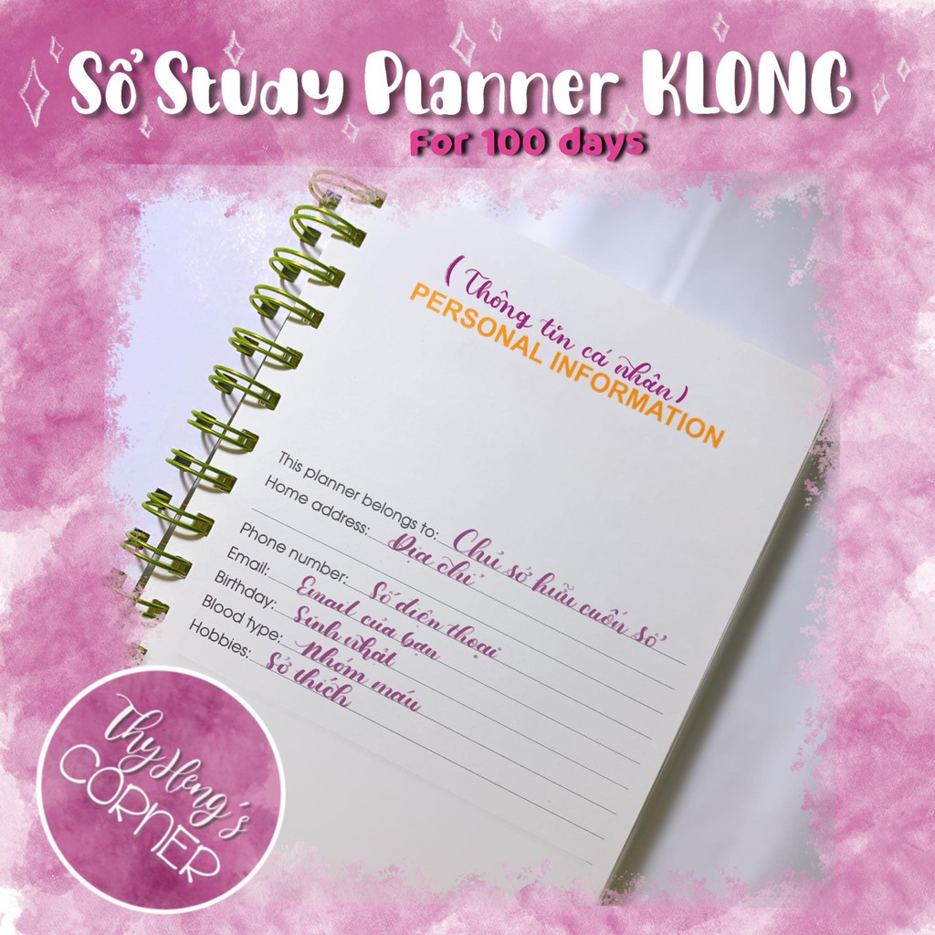 Sổ kế hoạch A5 160 trang lò xo kép Study Planner Klong MS 946 (Màu ngẫu nhiên)