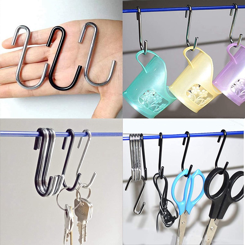 Bộ 40 Móc Treo Quần Áo Hình Chữ S Bằng Kim Loại Tiện Dụng Cho Nhà Bếp / Phòng Tắm