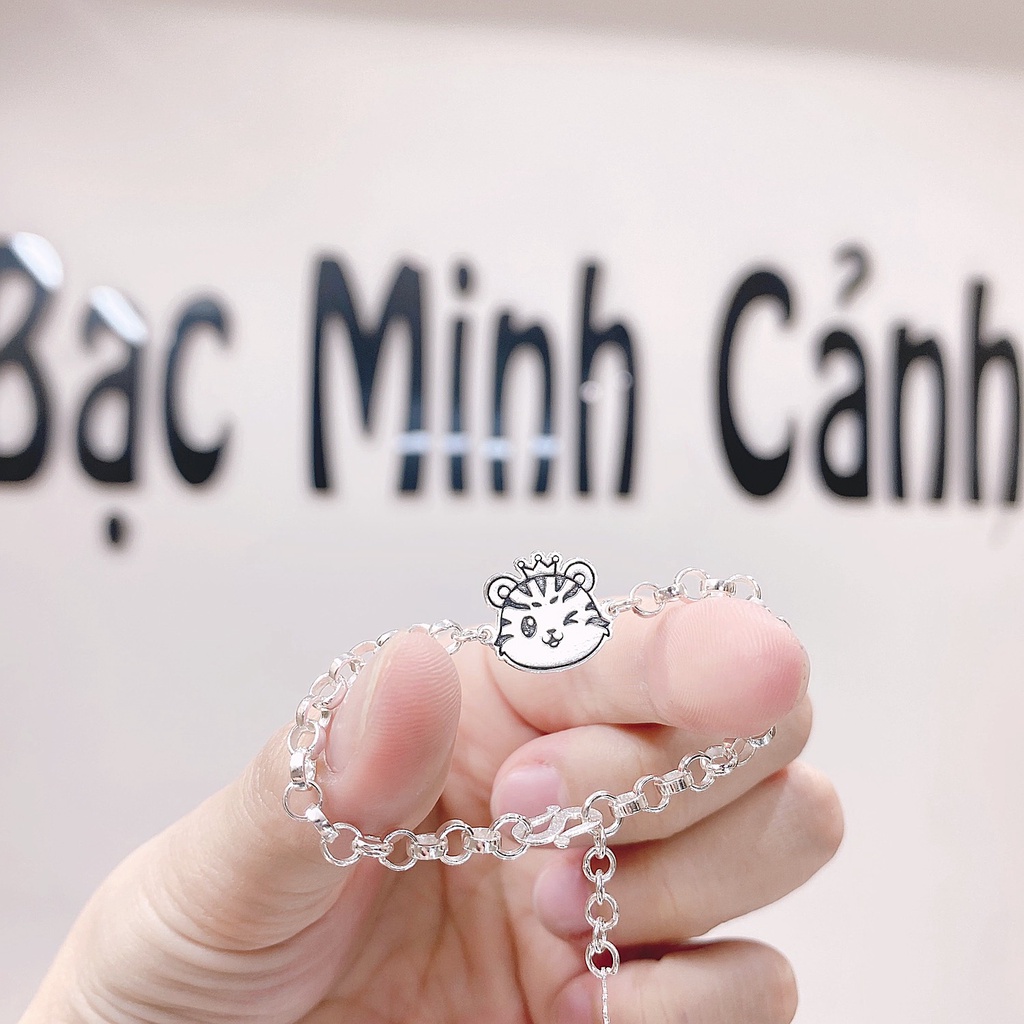 Lắc Bạc Hổ Cho Bé Gái Có Điều Chỉnh Size Và Khắc Tên Minh Canh Jewelry