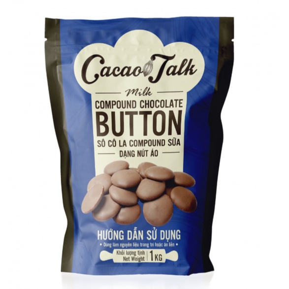Sô Cô La Compound Sữa Dạng Nút Áo Cacao Talk 1kg Dùng Trực Tiếp Hoặc Sử Dụng Trong Làm Bánh Và Pha Chế