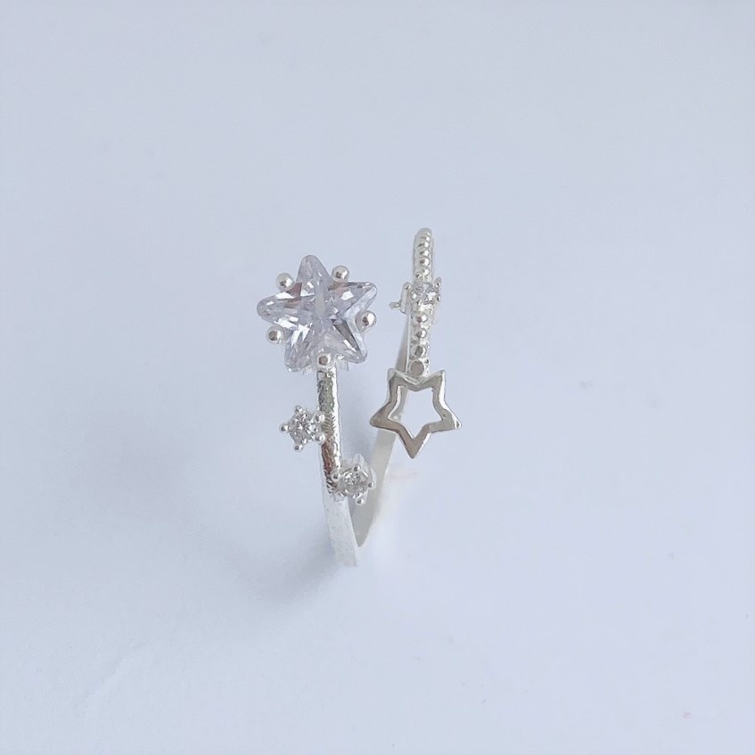 Nhẫn bạc nữ sao băng tuyết, Nhẫn hở Free size chất liệu bạc ta sang trọng - Trang sức bạc Evasilver