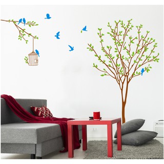 Decal trang trí Cành Cây lớn và lồng chim