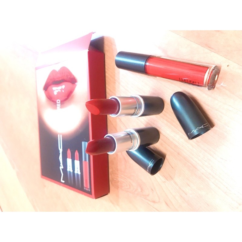 Set son Mac Red 3 ,Lip Trio Red