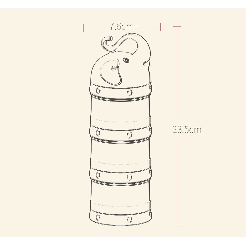 Bình chia sữa 3 ngăn hình con voi cho bé, hộp chia sữa- thức ăn cao cấp tiện dụng (6658)