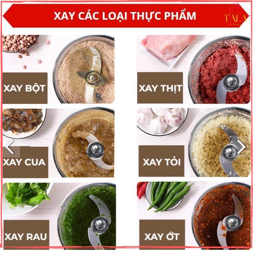 Máy Xay Đa Năng 300W, Máy Xay Thịt, Cua, Cá, Rau Củ Quả, Nút Inox, Cối Inox 304 2Lít, 4 Lưỡi Dao Sắc Bén
