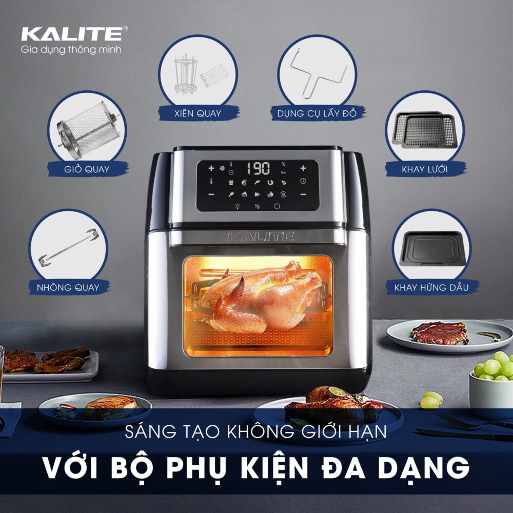 Nồi Chiên Không Dầu KALITE Q10 Tiêu Chuẩn Châu Âu, Dung Tích 10 Lít Công Suất 1800 W  - Hàng Chính Hãng