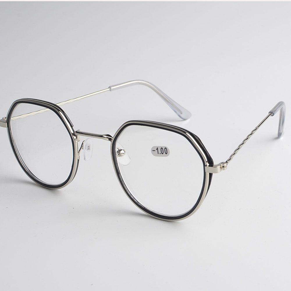 【sweet】woman fashion retro Anti-blue Light Glasses Metal Frame Flat Lens Glasses with Clip Ring