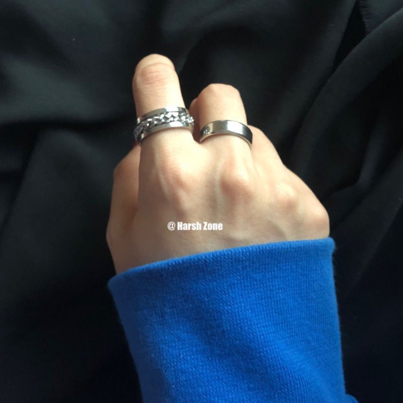 Nhẫn thép titan kiểu dây xích xoay được thời trang cho nam nữ 23777