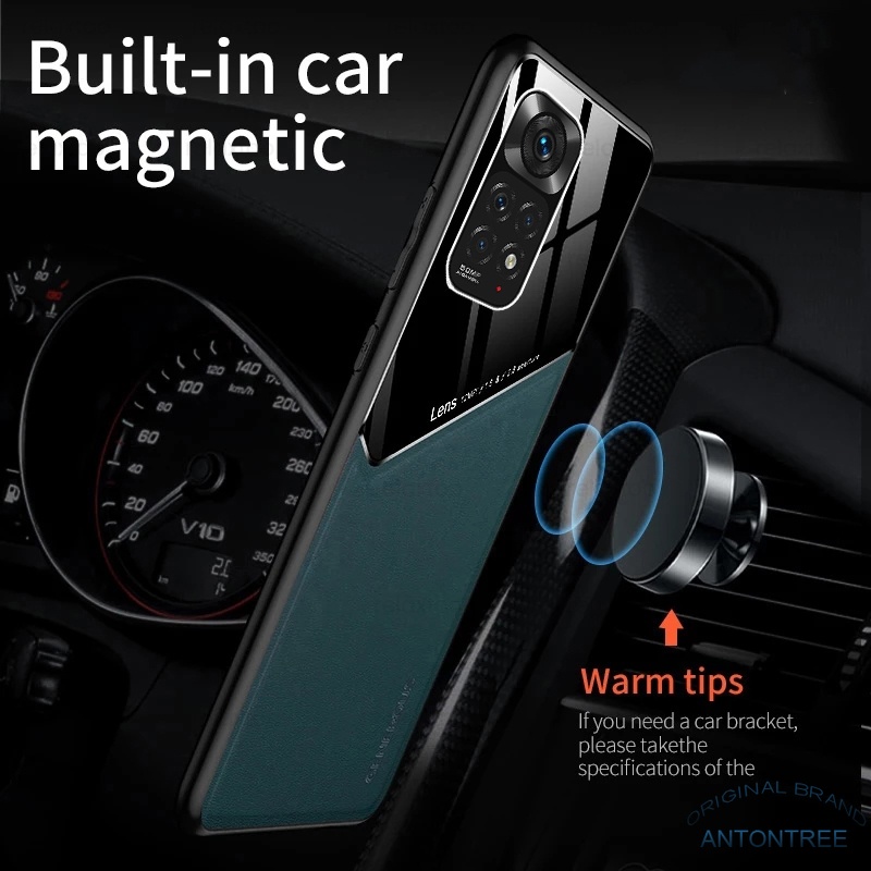 Ốp Điện Thoại Da + Acrylic Tráng Gương Phối Kim Loại Cho Xiaomi Redmi Note 11s 11