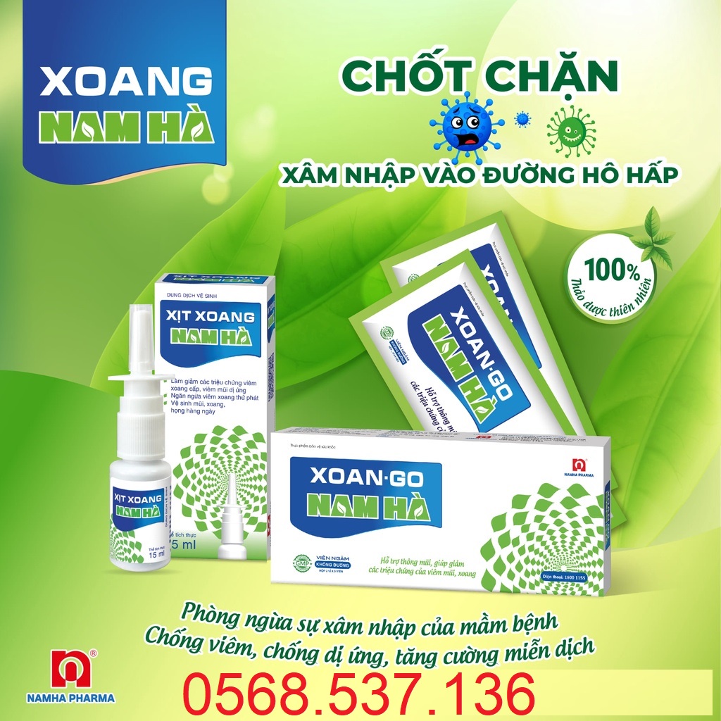 Viên ngậm Xoang Xoan-Go Dược Nam Hà, hỗ trợ thông mũi xoang, viêm mũi, viêm mũi dị ứng hộp 2 vỉ và hộp 10 vỉ 9 viên