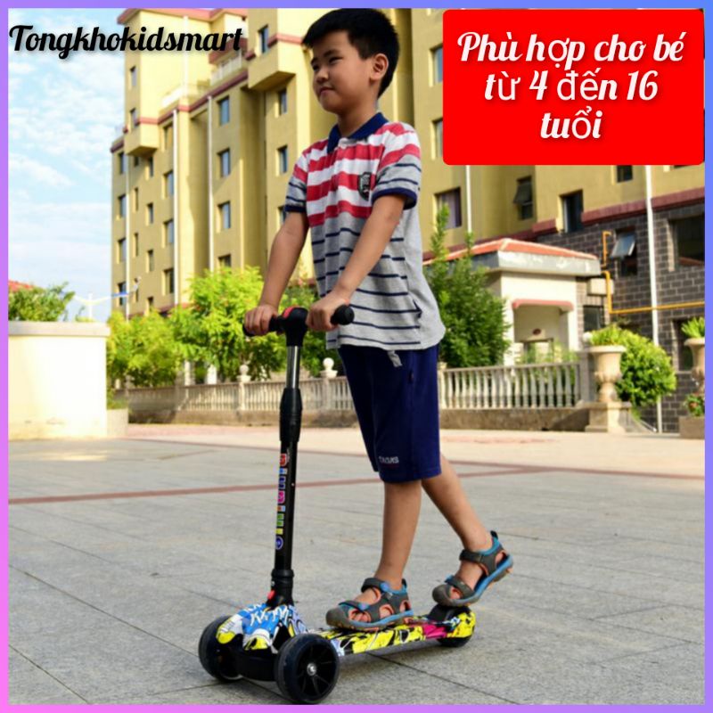 Xe trượt scooter cho bé ,xe scooter 3 bánh, Phát Sáng cho trẻ em, ( bảo hành 12 Tháng)