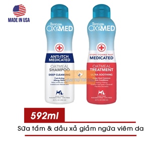 Sữa tắm & dầu xả hỗ trợ nấm da chó mèo - tropiclean oxymed - 592ml