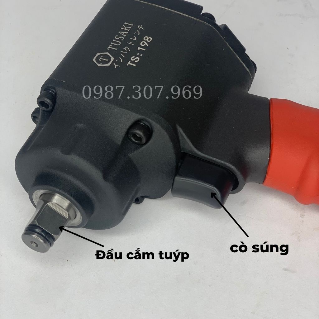 Súng vặn bulong  TUSAKI-198, súng 1/2 inch TUSAKI lùn.