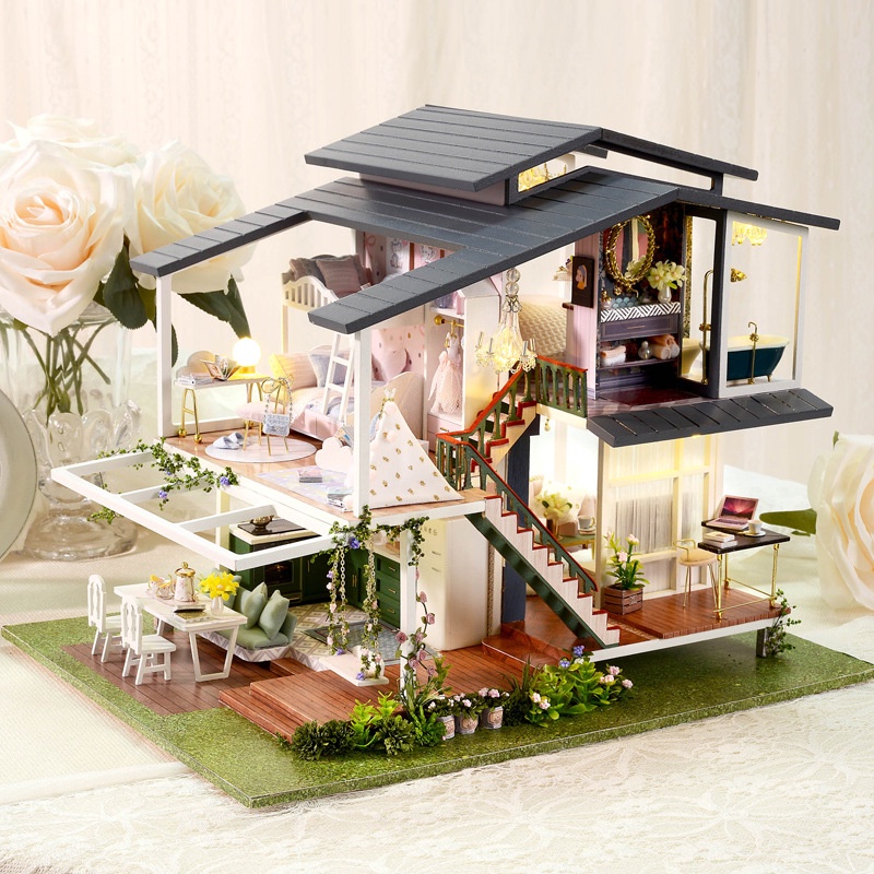 Mô hình nhà búp bê DIY Doll House Miniature_ Monet Garden _Tặng TẤM CHE BỤI + KEO