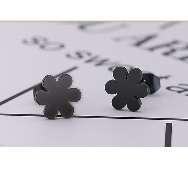 Six Petal Flower Earring khuyên tai titan hoa 6 cánh không gỉ không đen không dị ứng nam nữ Unisex
