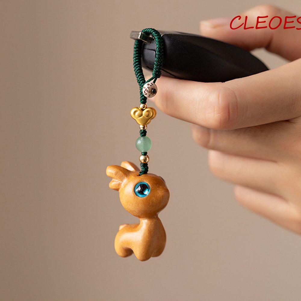 Móc Khóa Điện Thoại Bằng Gỗ Đàn Hương Hình Hươu Hoạt Hình Sáng Tạo