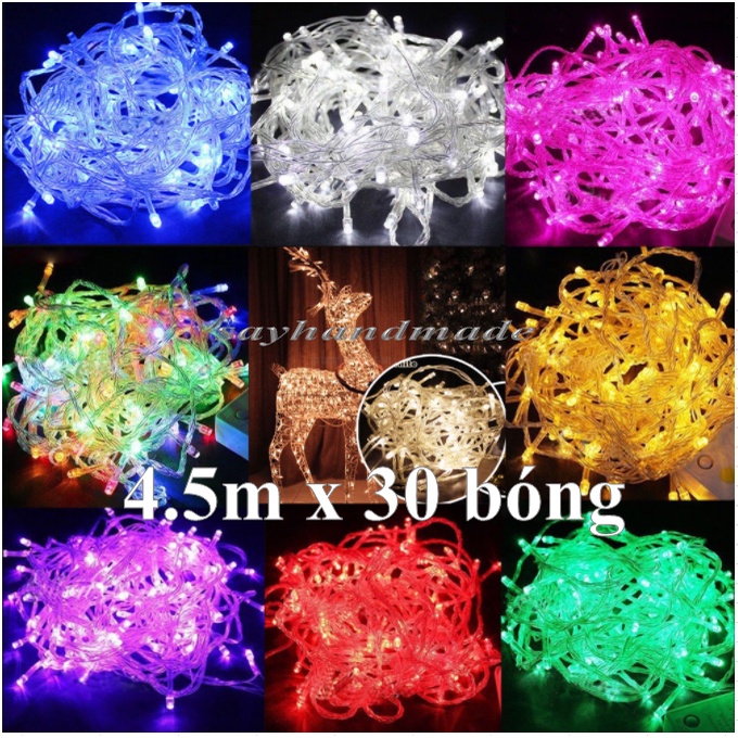 Đèn led trang trí, đèn led trang trí tết 4.5m x 30 bóng có chớp tắt siêu sinh lấp lánh, độ bền cao, đèn mini decor