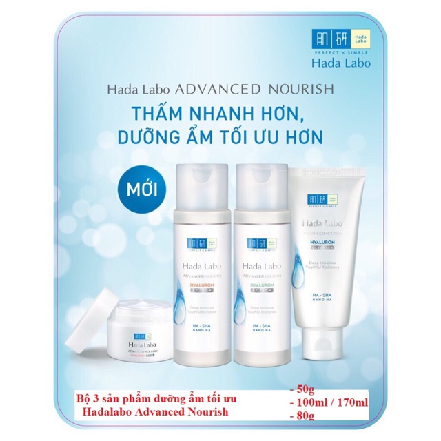 Bộ sản phẩm dưỡng ẩm da Hadalabo Advanced Nourish