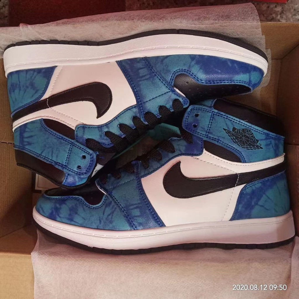 Giày thể thao cổ cao Aj1 họa tiết loang màu thời trang cá tính cho nam nữ