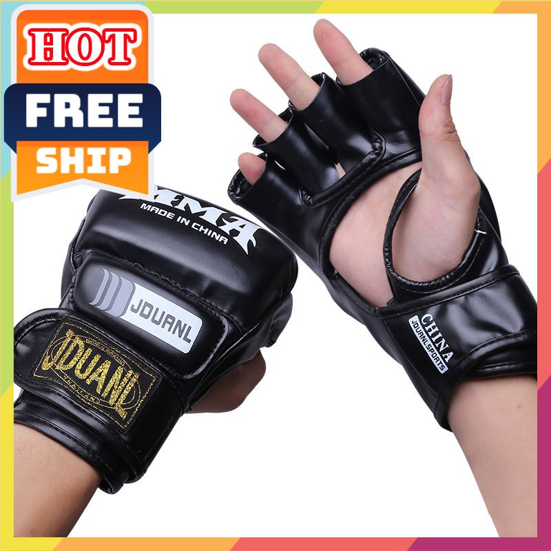 FREESHIP🎁 Găng tay MMA hở ngón 02 ⚡giá rẻ⚡ Găng tay đấm bốc hở ngón