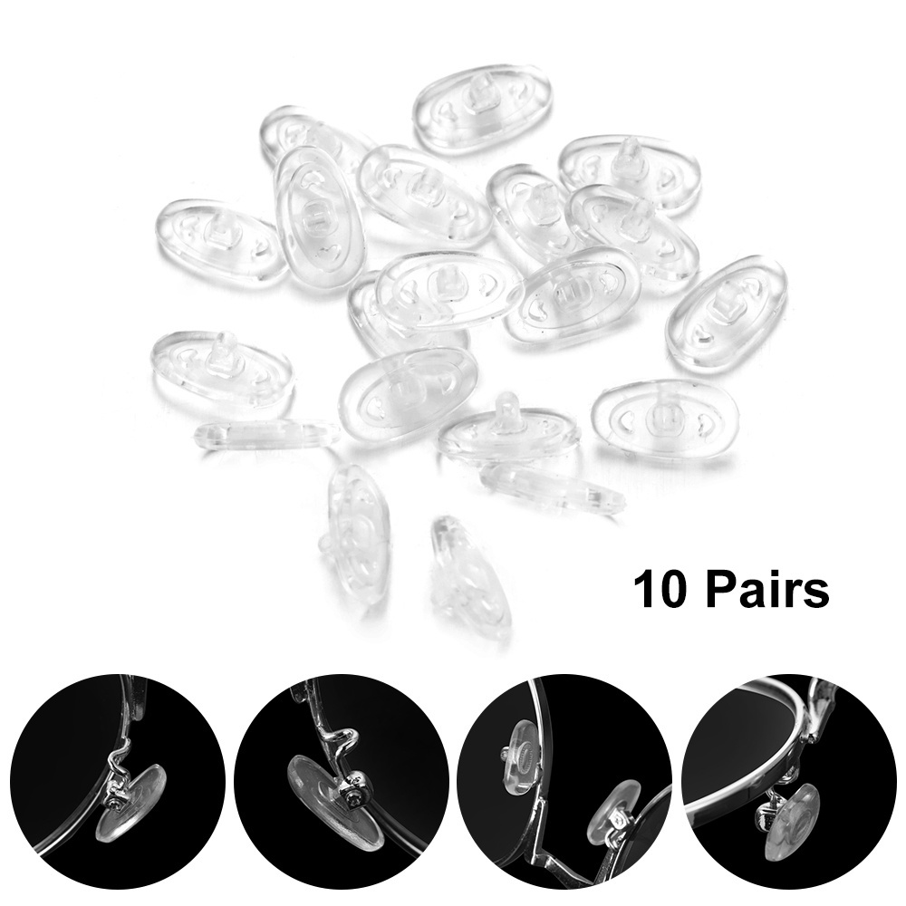 Set 10 cặp đệm mũi silicon mềm 13mm có ốc vít chống trượt dùng cho mắt kính