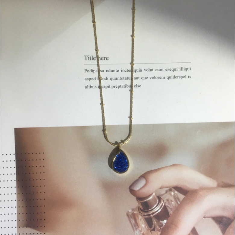 Dây Chuyền Titan Ko Han Rỉ Giọt Nước Xanh Dương TT 4001