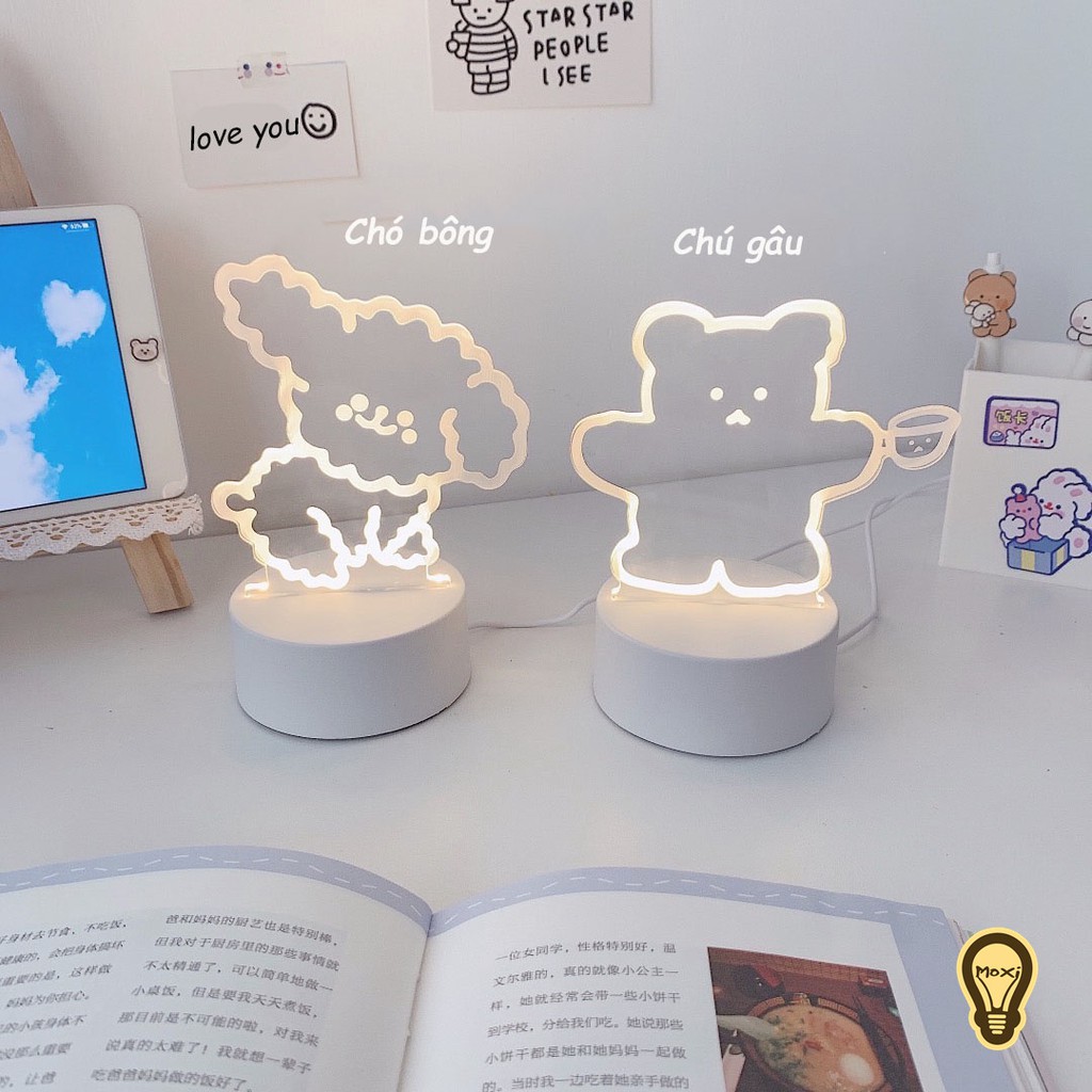 [CUTE HOT] Đèn ngủ LED hình gấu 3D để bàn trang trí DECOR phòng , quà tặng sinh nhật, VALENTINE MOXI.