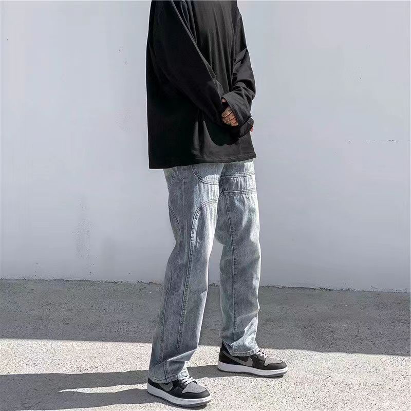 Quần Yếm Denim Ống Rộng Phong Cách Hàn Quốc Năng Động Dành Cho Nữ