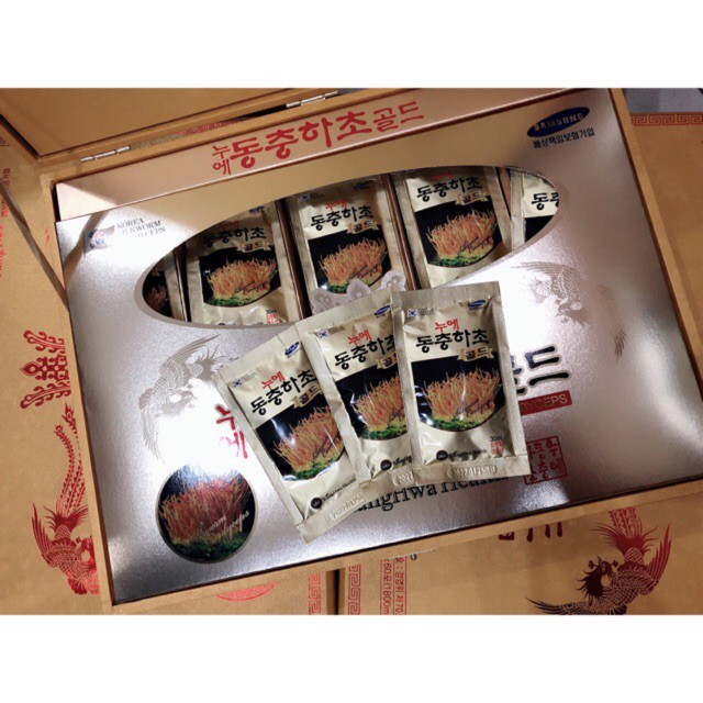 Nước Đông trùng hạ thảo Kang Hwa hộp gỗ vàng