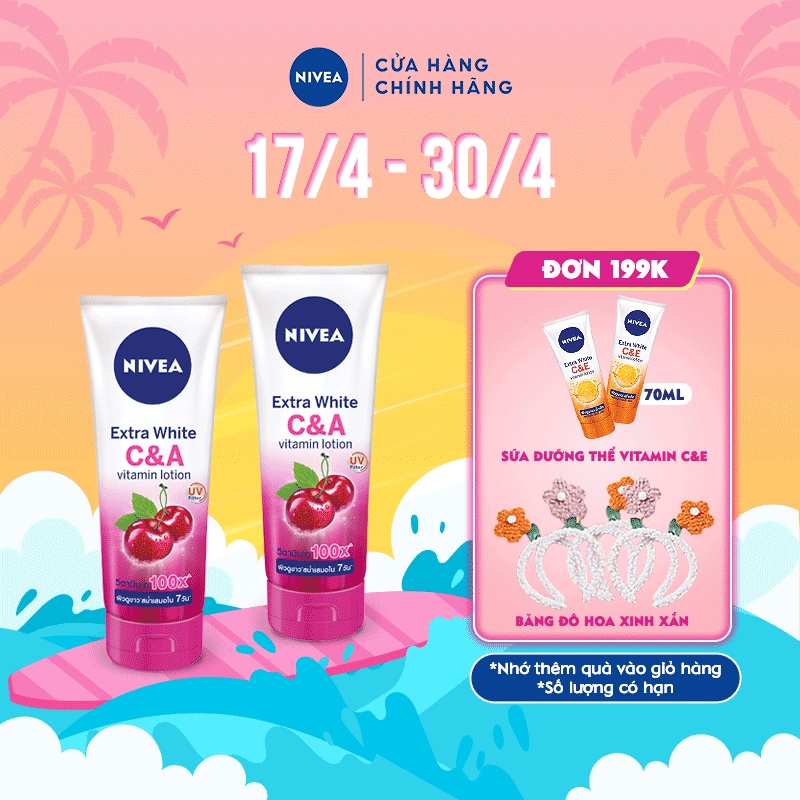 Bộ đôi Sữa dưỡng thể dưỡng trắng Nivea Extra White C&amp;A Vitamin Lotion 180ml/chai 80372