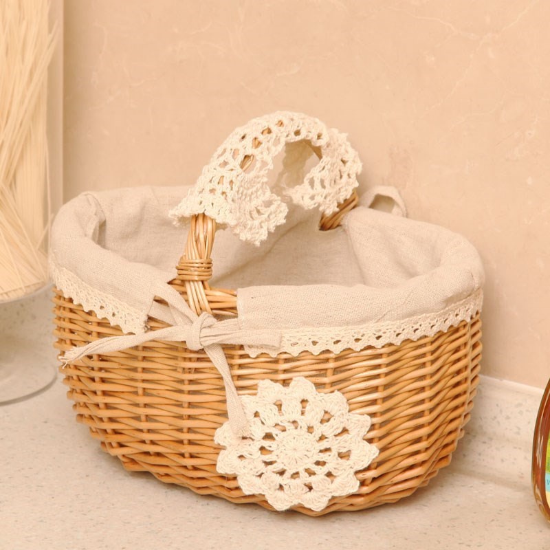 Giỏ mây đan phối vải xinh hàng loại 1