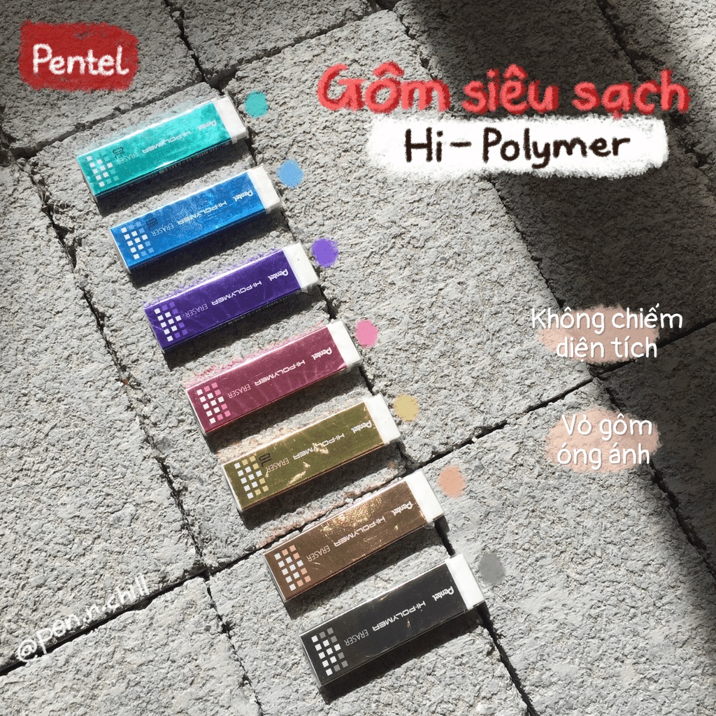 Gôm Tẩy Bút Chì Siêu Sạch Pentel Hi-Polymer Slim