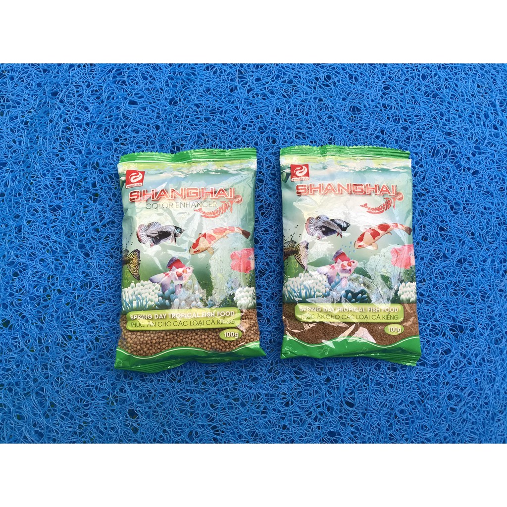 Thức Ăn Gói Shanghai Gói 100g, Cám Cá Hạt Tròn 1mm Chuyên Dùng Cho Cá Cảnh, Bảy Màu, Bình Tích, Các Dòng Cá Thủy Sinh