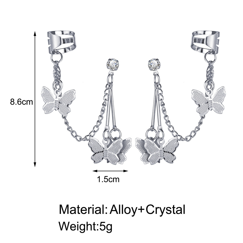 Hoa tai màu bạc dáng dài hình bướm phong cách vintage cho nữ