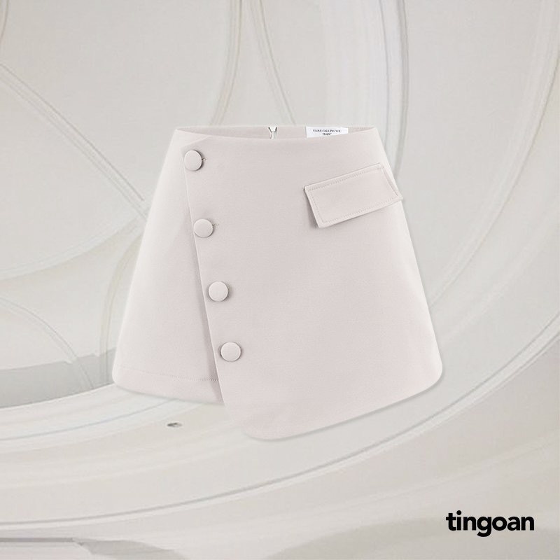 Chân váy nude cạp thấp vạt chéo đính cúc tingoan NEXT TO ME SKIRT/NUDE (có quần trong)