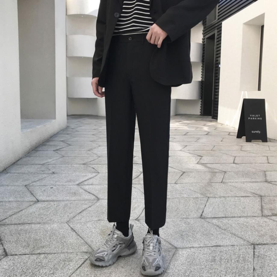 [May Thủ Công] Quần Tây, Quần Vải Nam Màu Đen Dáng Baggy Vải Co Giãn, Không Xù Phong Cách Hàn Quốc Hot Trend 2021-V01 | BigBuy360 - bigbuy360.vn